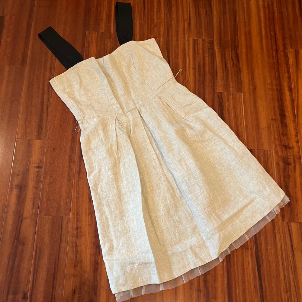 Kensie Linen Dress‎ Juniors Minimalist Mini Midi Woven Zip Back Chic Size 4